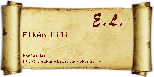 Elkán Lili névjegykártya